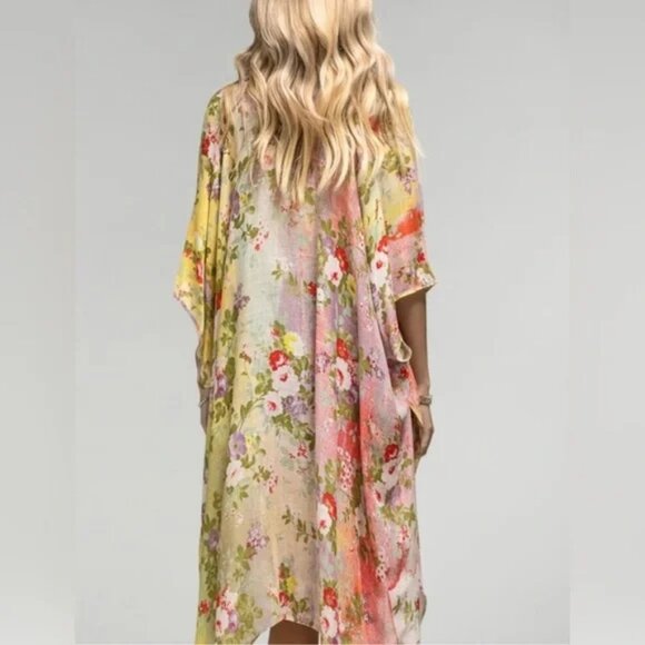 One by Onedder Women's Floral Print Kimono Boho Multicolor One Size - Picture 2 of 10